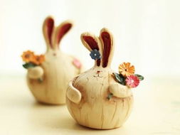 擺件工藝品裝飾品樹(shù)脂胖蒜小兔子擺件歐式擺件飾品一套2件擺件工藝禮品